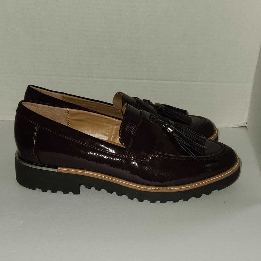 Franco Sarto loafers sz 10 Carney Oxblood patent New